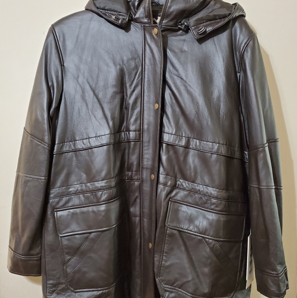 Womens Excelled Lambskin Dark Brown Leather Jacket